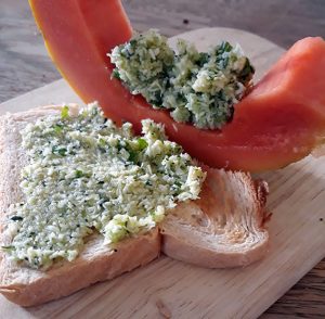 Zucchini-Kokos-Aufstrich mit Papaya